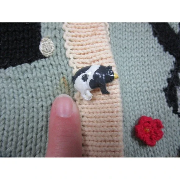 Vintage StoryBook Knits "Dream Farm" Cardigan Womens (M) Cows Animal Teacher - Picture 8 of 16